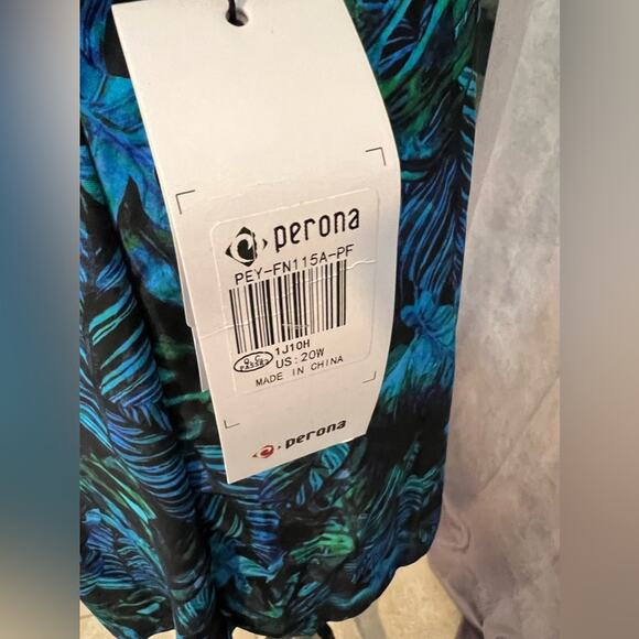 NEW PERONA Women's Plus Size One Piece Twist Wrap Top Swimsuit Bathing Suit 20W - Picture 7 of 11